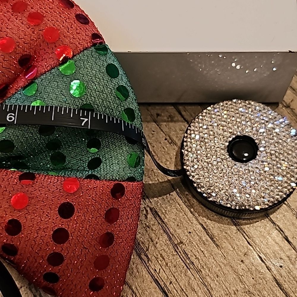 Red and green bow headband - Picture 3 of 4